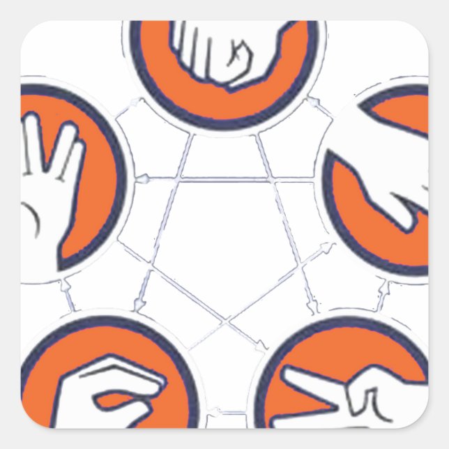 Adesivo Quadrado Rock Paper Scissor Lizard Spock (Frente)