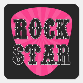 Adesivo Quadrado Rock Star Guitar Pick