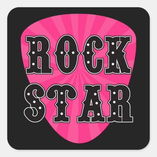 Adesivo Quadrado Rock Star Guitar Pick (Frente)