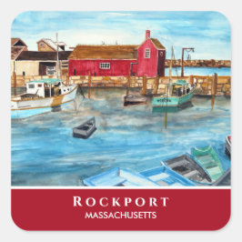 Adesivo Quadrado Rockport Harbor Massachusetts New England EUA