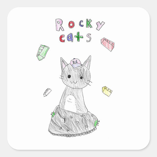 Adesivo Quadrado Rocky Cats sticker (Frente)