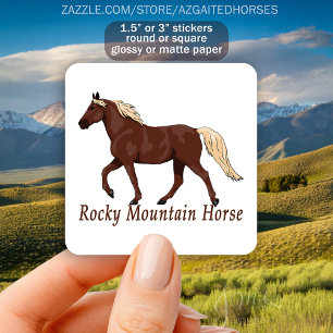 Adesivo Quadrado Rocky Mountain Horse Silhouette Chestnut