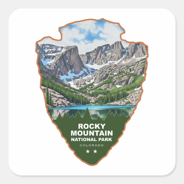 Adesivo Quadrado Rocky Mountain National Park Colorado Arrowhead (Frente)