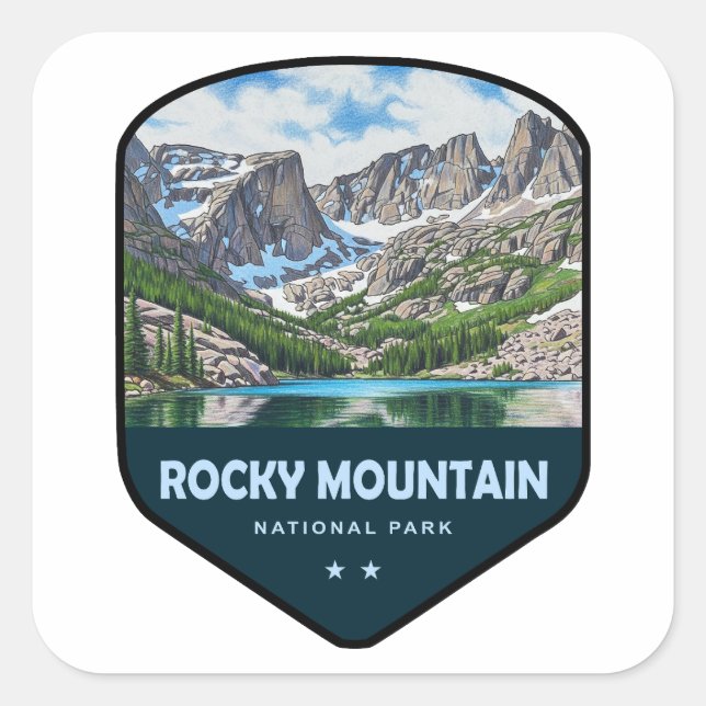 Adesivo Quadrado Rocky Mountain National Park Shield (Frente)