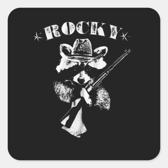 Adesivo Quadrado Rocky Racoon (Frente)