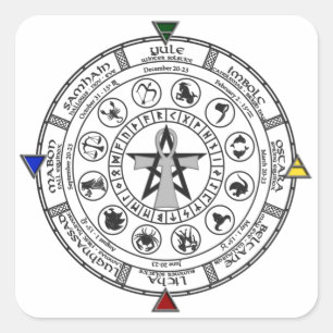 Adesivo Quadrado Roda do Ano Zodiac Sabbats Runes