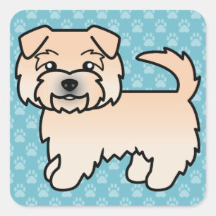 Adesivo Quadrado Roda Norfolk Terrier Cão de desenho azul