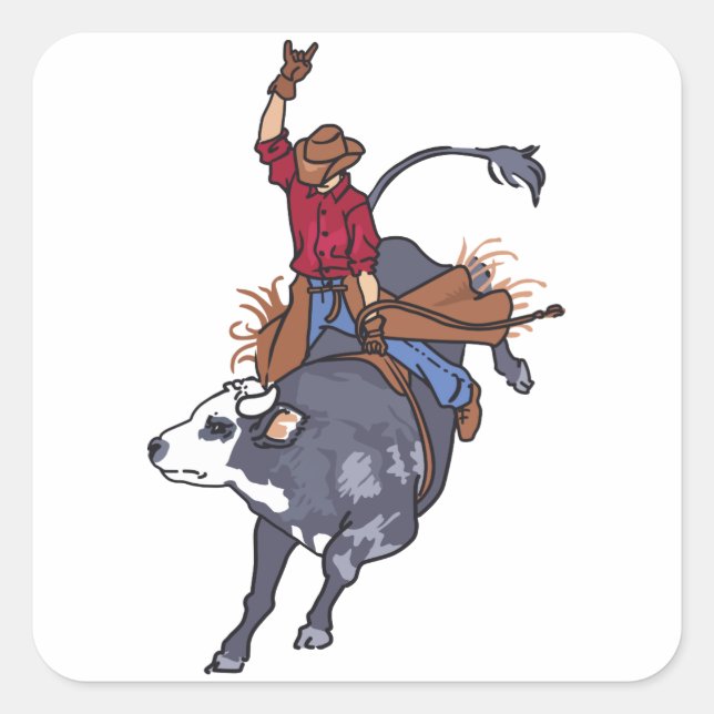 Adesivo Quadrado Rodeo Bull Rider (Frente)