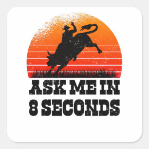 Adesivo Quadrado Rodeo Western Cowboy Wild West Retro Bull