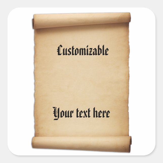 Adesivo Quadrado Rolagem de Proclamação de Pergaminho (Frente)