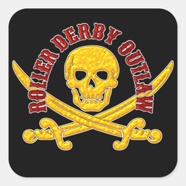Adesivo Quadrado Roller Derby Outlaw Sticker (Frente)