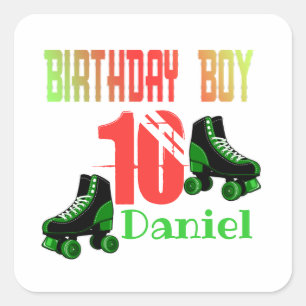 Adesivo Quadrado Roller Skating Birthday Boy Matando