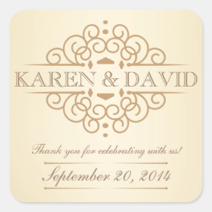 Adesivo Quadrado Rolos do vintage que Wedding o obrigado você
