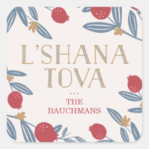 Adesivo Quadrado Romã Rosh floral Hashanah