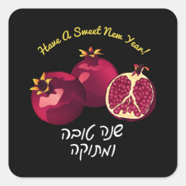 Adesivo Quadrado Romã Shanah Tovah Personalizada