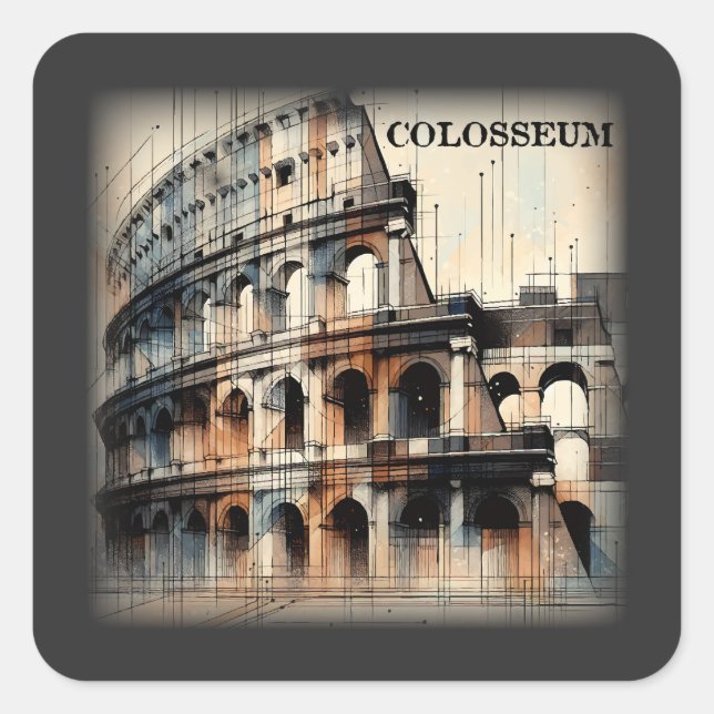 Adesivo Quadrado Roman Colosseum Itália Europa (Frente)