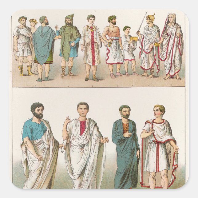 Adesivo Quadrado Roman Dress, do "Trachten der Voelker", 1864 (Frente)