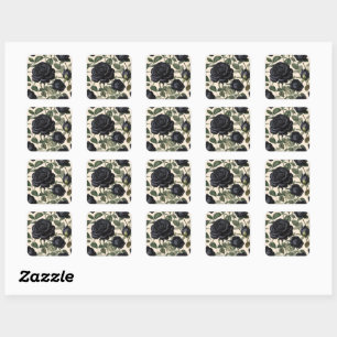 Adesivo Quadrado **"Romance Escuro: Rosas Provinciais da Vintagem N