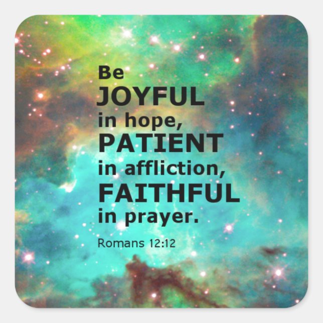 Adesivo Quadrado Romanos 12:12 (Frente)