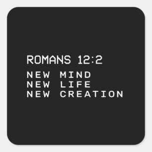 Adesivo Quadrado Romanos 12:2 Nova Mente Vida Criação Minimalista