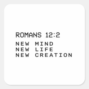 Adesivo Quadrado Romanos 12:2 Nova Mente Vida Criação Minimalista