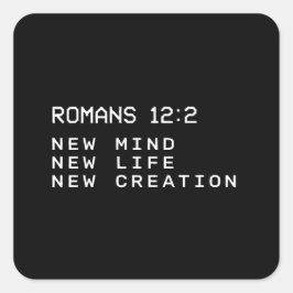 Adesivo Quadrado Romanos 12:2 Nova vida Texto minimalista cristão