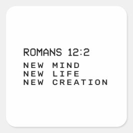 Adesivo Quadrado Romanos 12:2 Nova vida Texto minimalista cristão