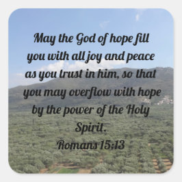 Adesivo Quadrado Romanos 15:13 Bíblia de Bênção Cristã