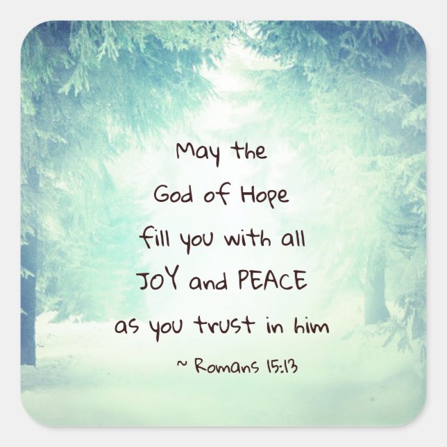 Adesivo Quadrado Romanos 15:13 O Deus da Esperança (Frente)