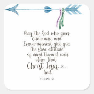 Adesivo Quadrado Romanos 15:5 Verso da Bíblia