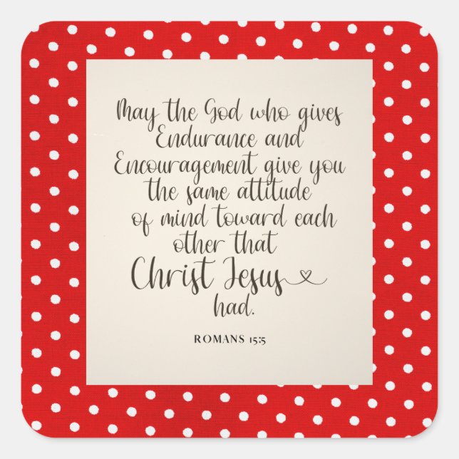 Adesivo Quadrado Romanos 15:5 Verso da Bíblia (Frente)