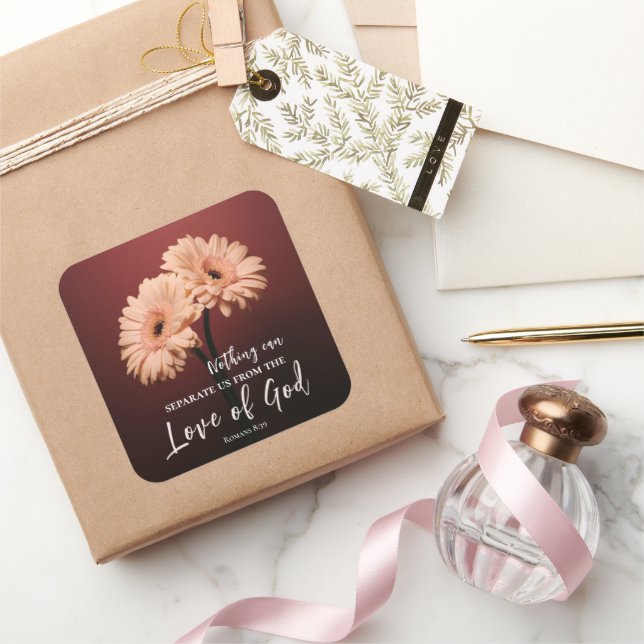 Adesivo Quadrado Romanos 8 39 Amor a Deus Bíblia cristã Verse (Presentear)