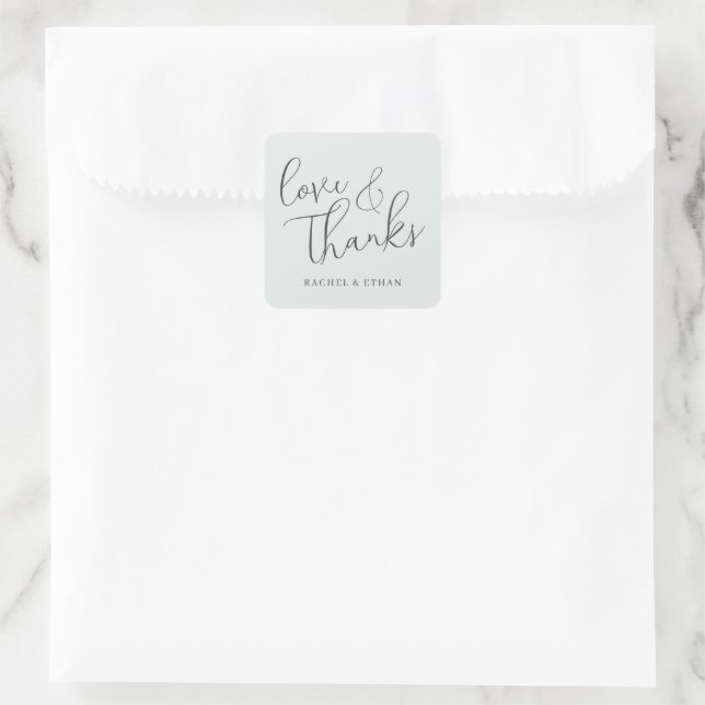 Adesivo Quadrado Romantic Black Cursive Love Thanks Sticker (Bolsa)