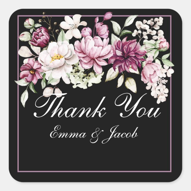 Adesivo Quadrado Romantic Bloom Floral Peony (Frente)