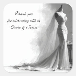Adesivo Quadrado Romantic Bridal Sketch Wedding Sticker - Perfume
