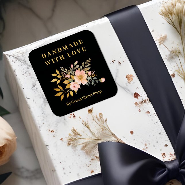 Adesivo Quadrado Romantic Floral Bouquet in Pink Shades Handymarker (Romantic Floral Bouquet in Pink Shades for Handymaker and other Artisans Square Stickers. )