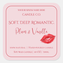 Adesivo Quadrado Romantic Luxury Love Design - Velvet Kiss Candle 