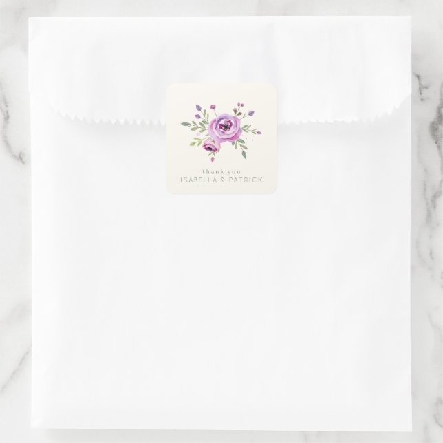Adesivo Quadrado Romantic Pastel Floral Watercolor (Bolsa)