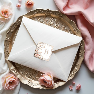 Adesivo Quadrado Romantic Watercolor Floral Filigree Design