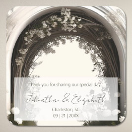 Adesivo Quadrado Romântica Boho Botânico Favor de Casamento