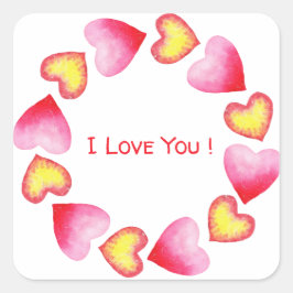 Adesivo Quadrado Romântico Coração Vermelho Fofo Dia dos Namorados 