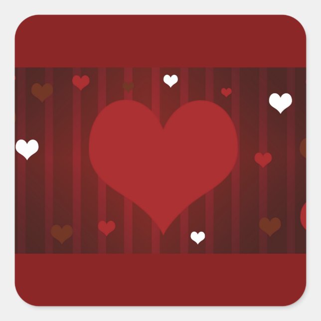 Adesivo Quadrado Romântico Vermelho e Branco me amam Namorados card (Frente)