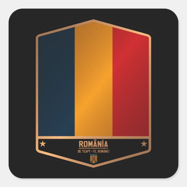 Adesivo Quadrado Romênia (Frente)