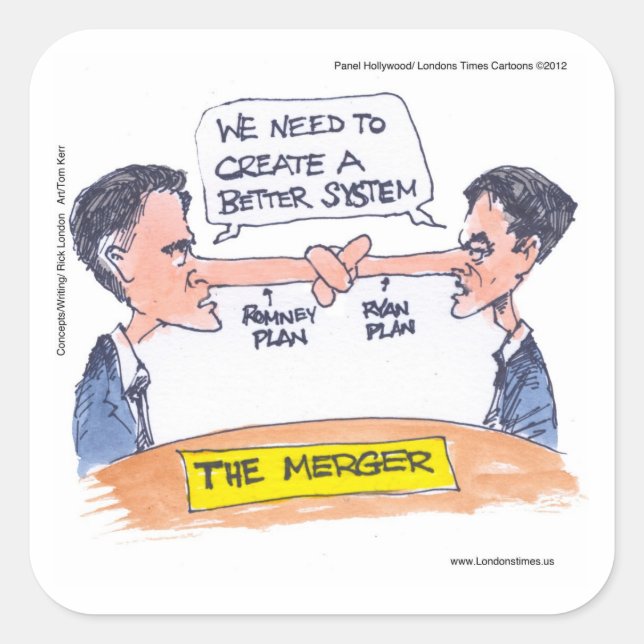 Adesivo Quadrado Romney Ryan Pinóquio Fusão Funny Gifes & Camisetas (Frente)