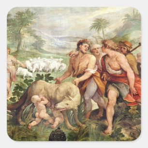 Adesivo Quadrado Romulus suckled pelo ela-lobo