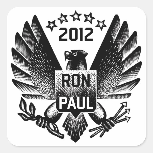 Adesivo Quadrado Ron Paul 2012 Black Eagle (Frente)