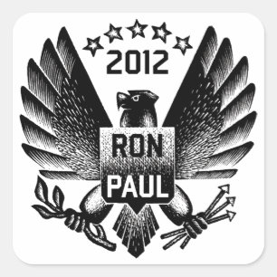 Adesivo Quadrado Ron Paul 2012 Eagle preto