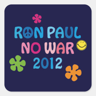 Adesivo Quadrado Ron Paul - sem guerra - 2012