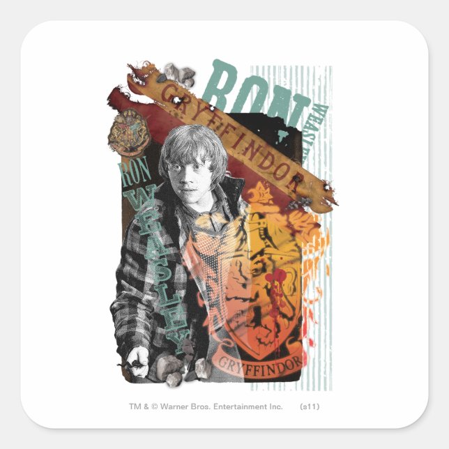 Adesivo Quadrado Ron Weasley Collage 1 (Frente)