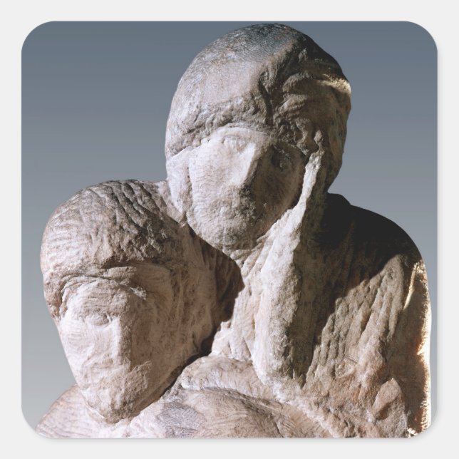 Adesivo Quadrado Rondanini Pieta, detalhe dos chefes de Cristo (Frente)